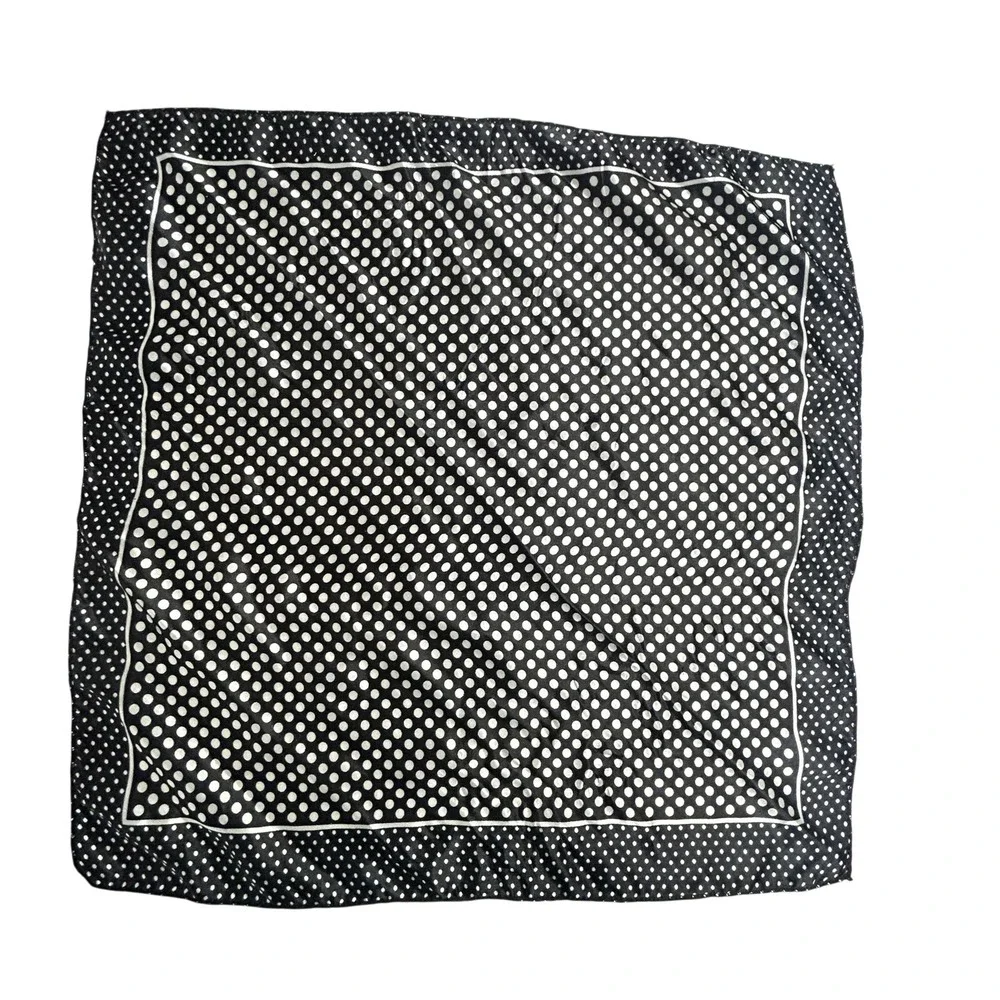 Retro Polka Dot Square Scarf OS‎ Black White Pinup Rockabilly Mod Neckerchief