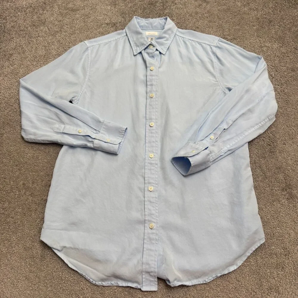 Aritzia Wilfred Free Button Down Shirt Womens 2XS Blue 100% Tencel Lyocell Top